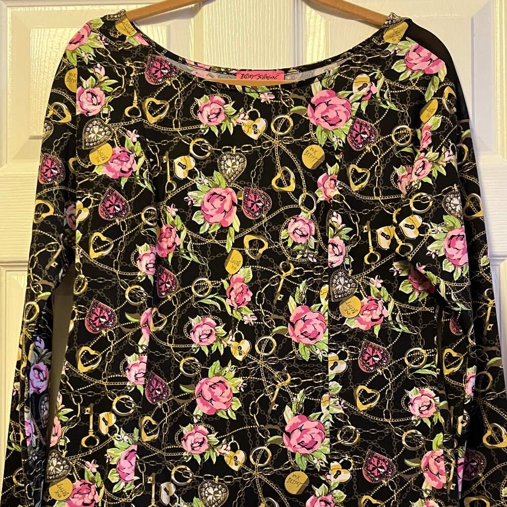 Women's Betsey Johnson SECRET GARDEN Roses Chains Lockets w/Mesh Shoulder Size M